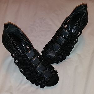 Apostrophe Black High Heels Open Toe Size 6